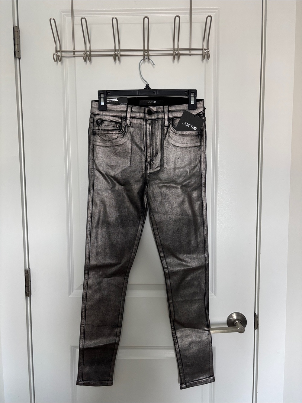 Joe's Jeans Women’s Metallic Silver Coated Skinny Jeans